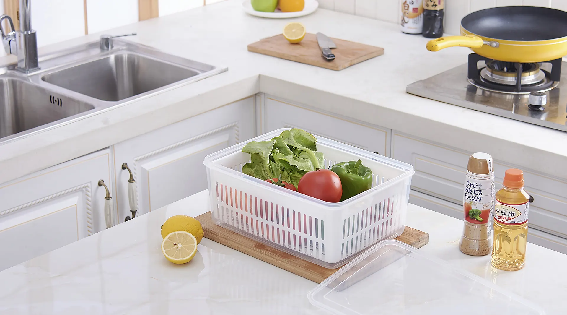 Square Drain Basket Storage Box with Lid